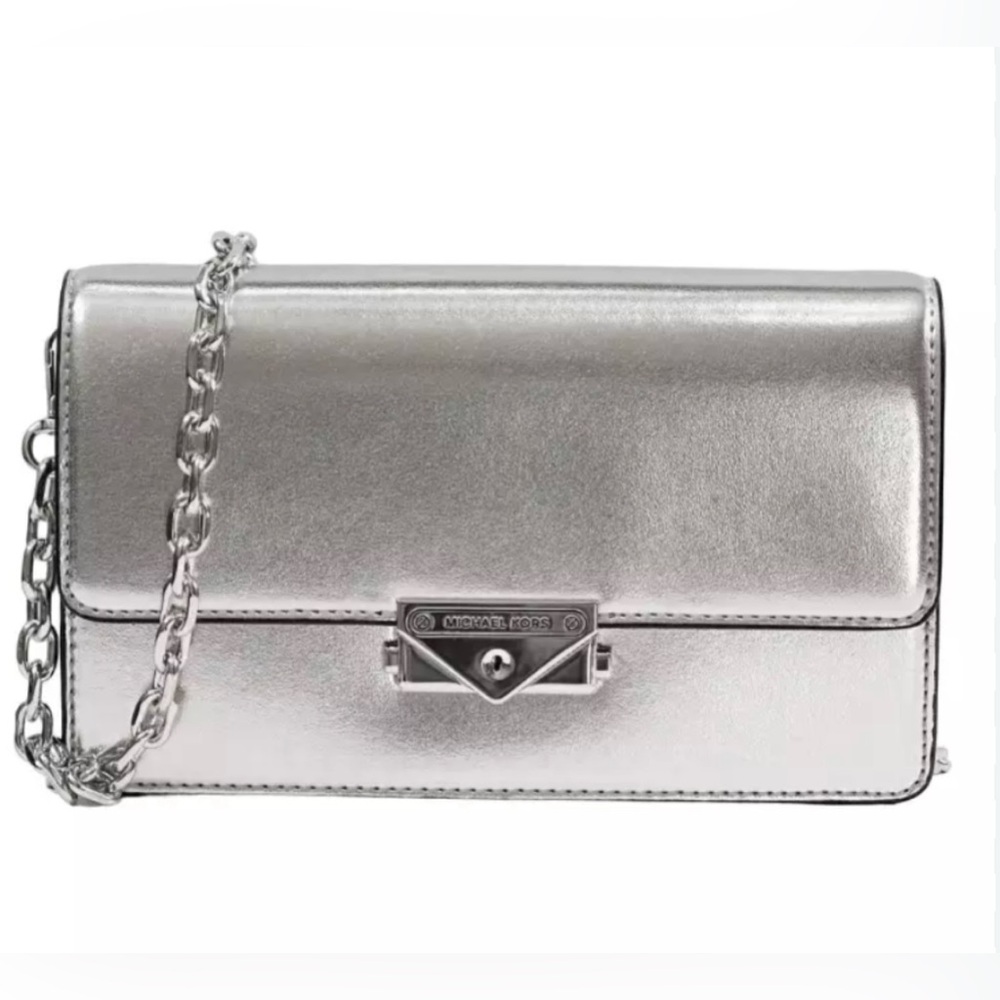 $448 MSRP NWT MK Cece Clutch Crossbody With Detachable Silver Chain Link Strap - Picture 5 of 17